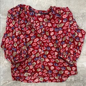 Pilcro Red Ruffled Cuffed Sleeve Blouse